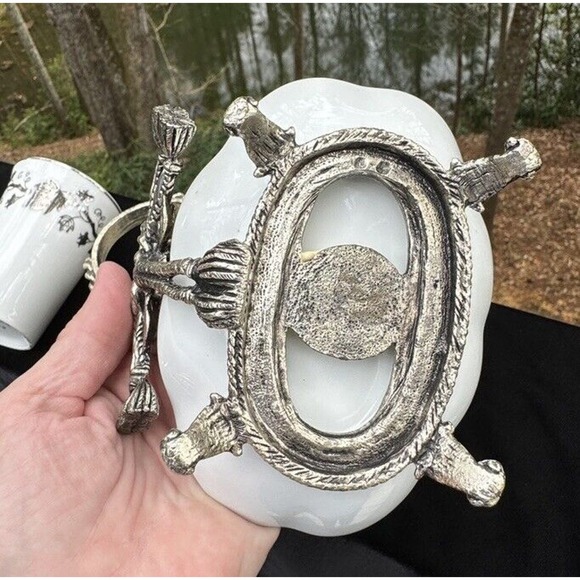 Vintage Stylebuilt Silver Tumbler And Soap Dish Set Ivy Leaves Pattern Heavy!! - Picture 10 of 12